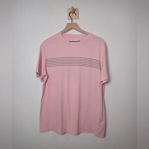 Lee Men’s Pink Pima Cotten Basic Tee with a Cluster of Stripes size L